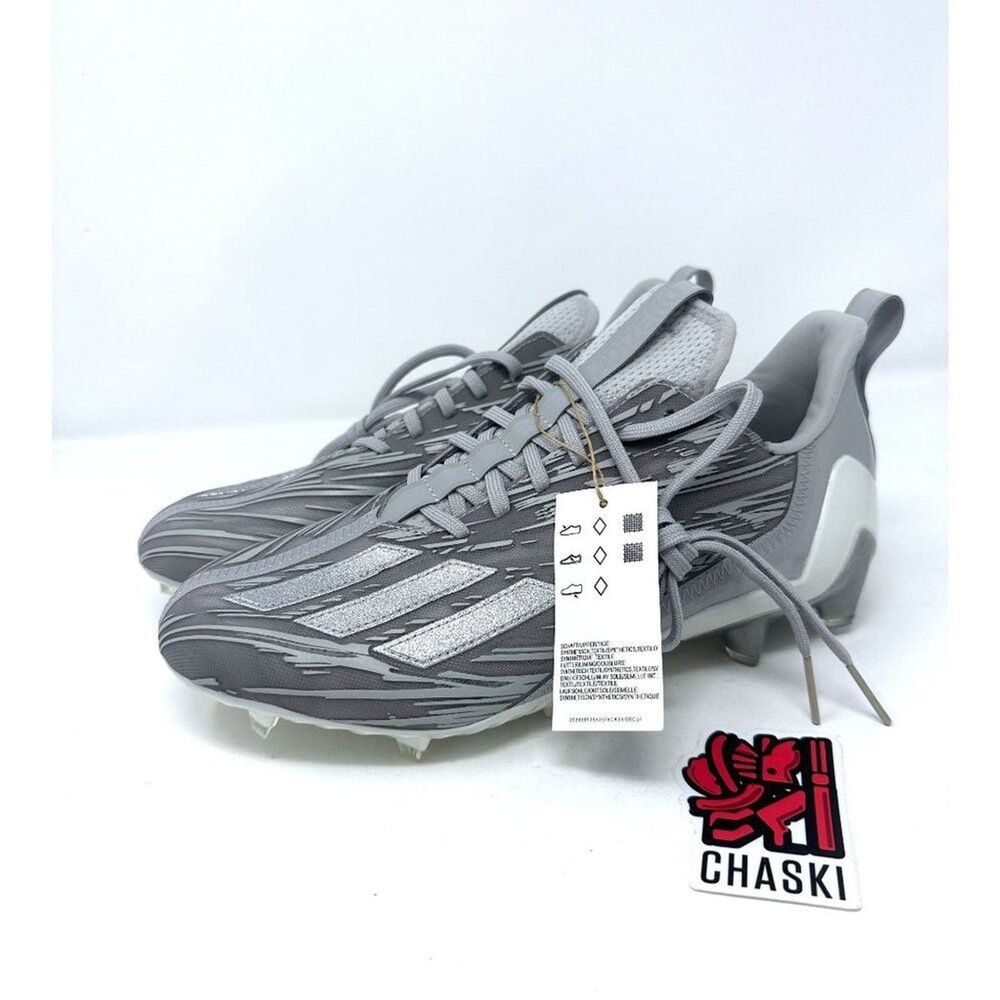 Adidas Adizero Silver Metallic Grey Football Cleats GX5414 Men's 9.5 NEW